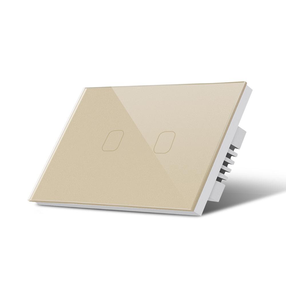 Smart lampe Schalter Smart Home Haus Wand Schalter 110V 220V Touch Sensor LED licht Schalter 1/2/3 Gang EU UNS Standard Smart Switch: 2 Gang-Gold-US