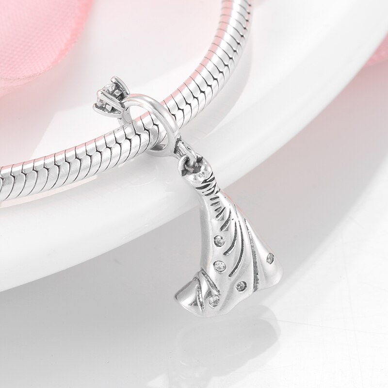 925 Sterling Silver heart shape Charm Pendant Beads 925 Sterling Silver Couple Fit Original JIUHAO charm Bracelet Jewelry