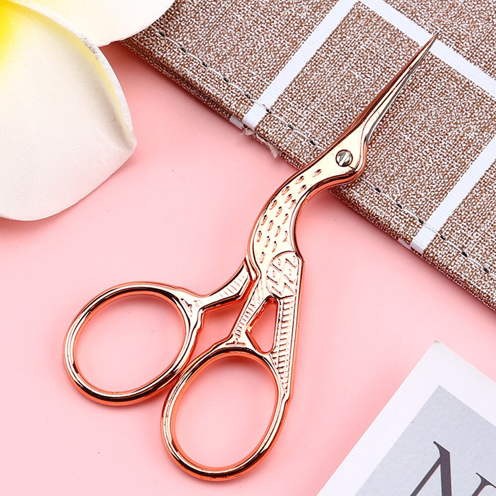 Eyebrow Scissors Stainless Steel Nose Eyelash Tape Scissors Face Hair Removal Eyebrow Trimmer Shaver Eye Brow Women Makeup Tool: Rose Gold
