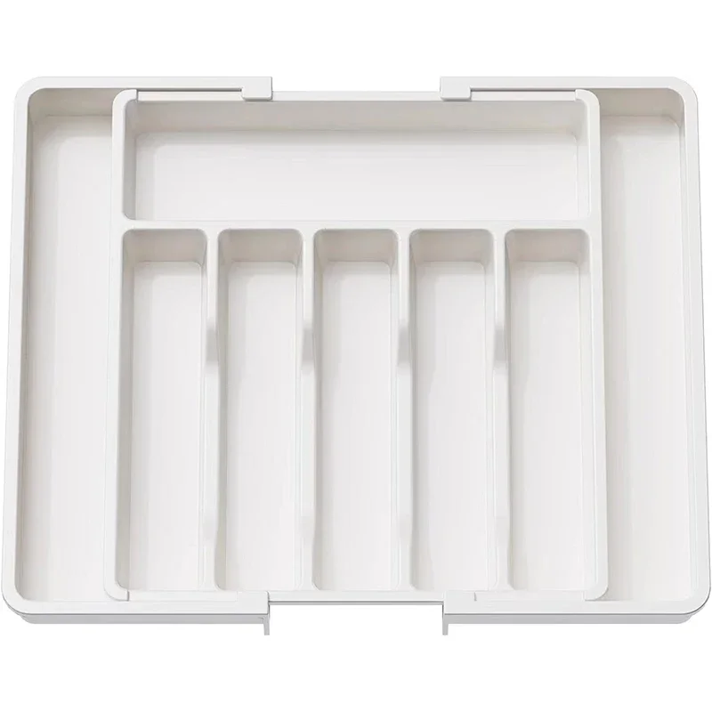 Expandable Cutlery Drawer Organizer, Adjustable Kitchen Utensil Tray Set, Compartment Flatware Storage Divider: light yellow