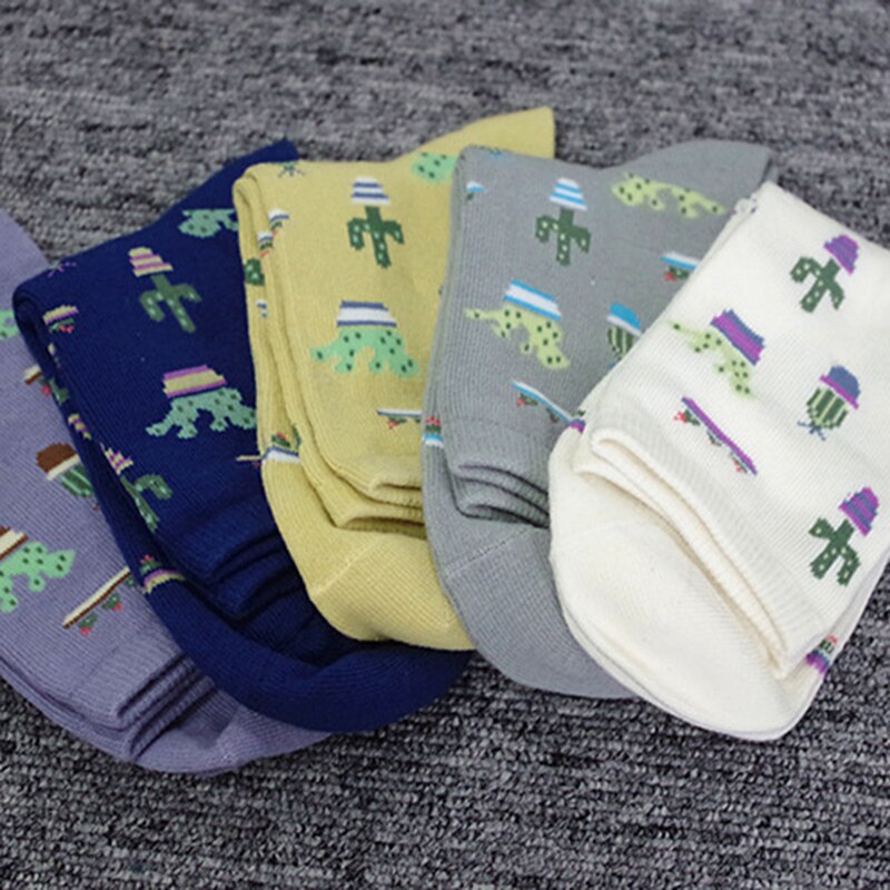 Damen-fitness-yoga-socken, sport-kompressionssocken im japanischen stil, baumwollmischung mit kaktusprint, lustige fahrradsocken