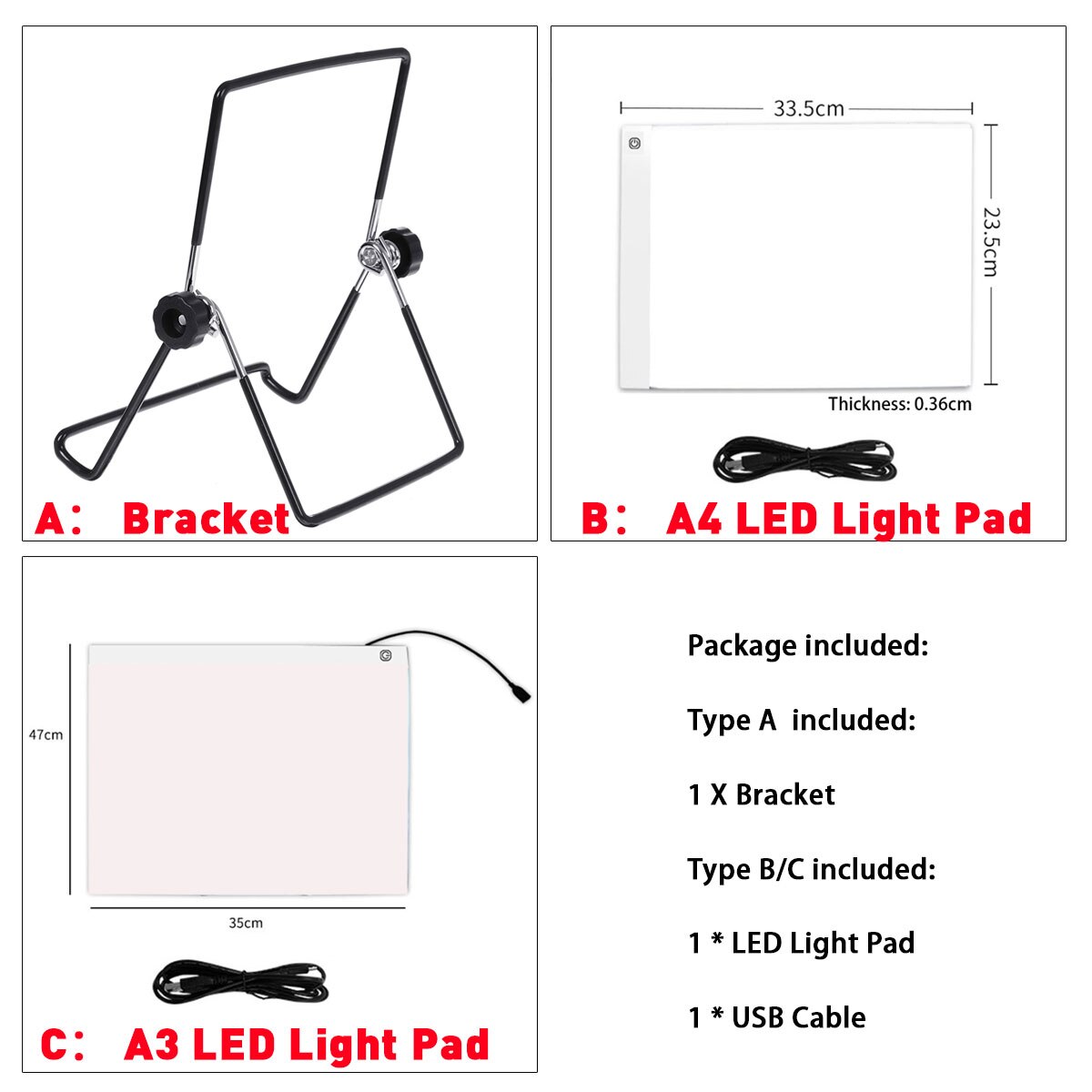 A3 A4 Graphics Tablet Digital LED Drawing Tablet Art Stencil Drawing Board Light Box Tracing Table LED Light Pad Holder Stand