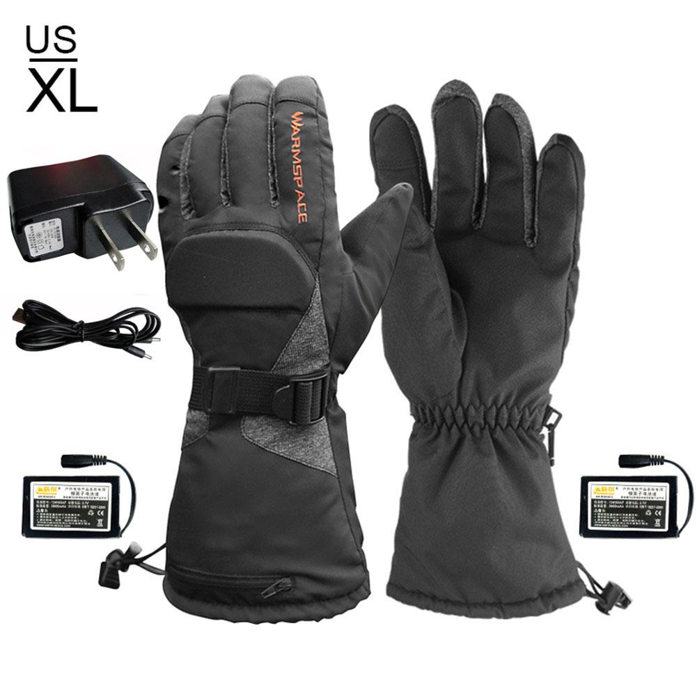 Motorcykel opvarmede handsker 3.7v/3600 mah lithium batteri vandtæt varme holder termisk varme handsker til skiløb: Us plug xl