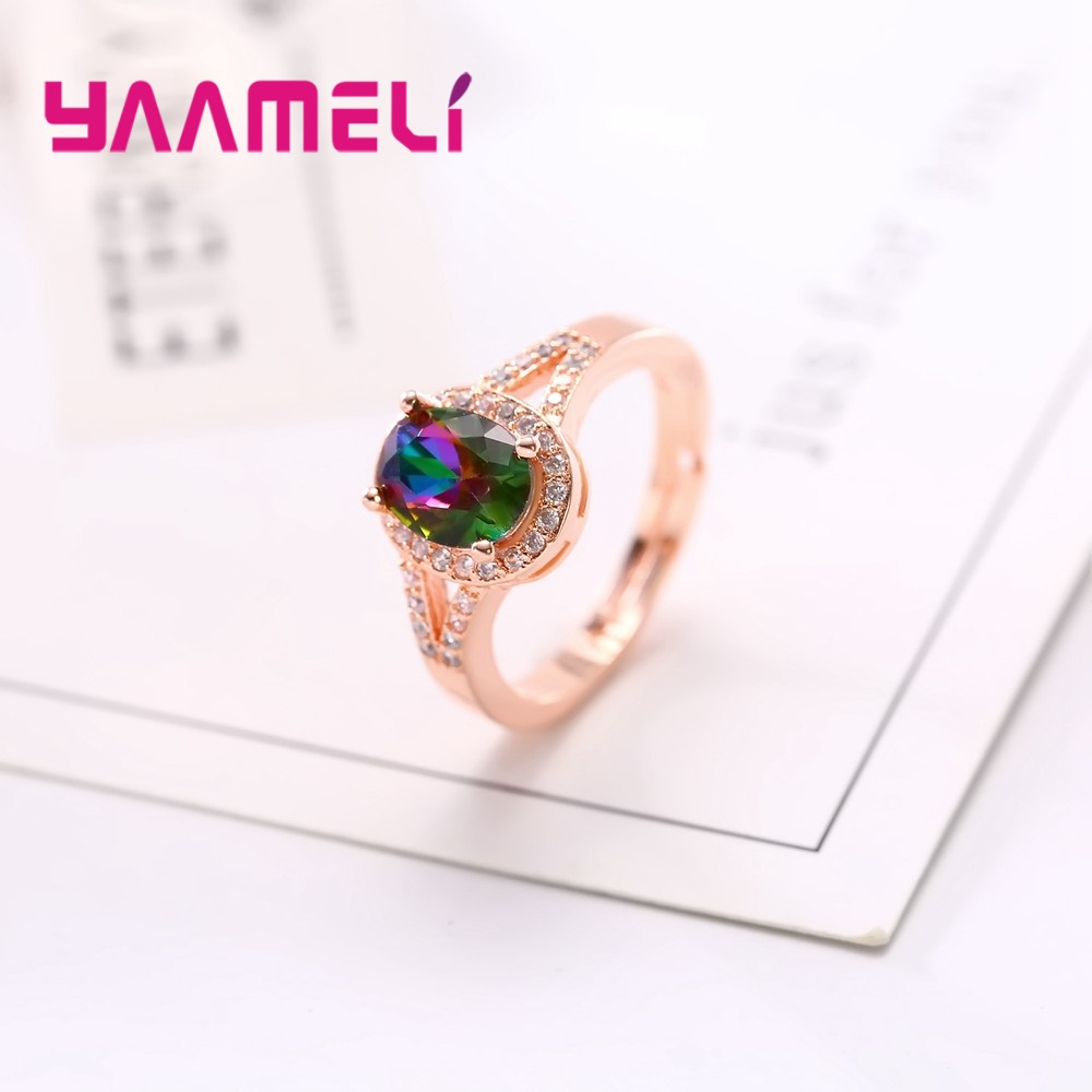 8 disegni in argento Sterling 925 apertura regolare anello per fedi nuziali per uomo donna chiaro/arcobaleno mistico zircone cubico accessori per feste