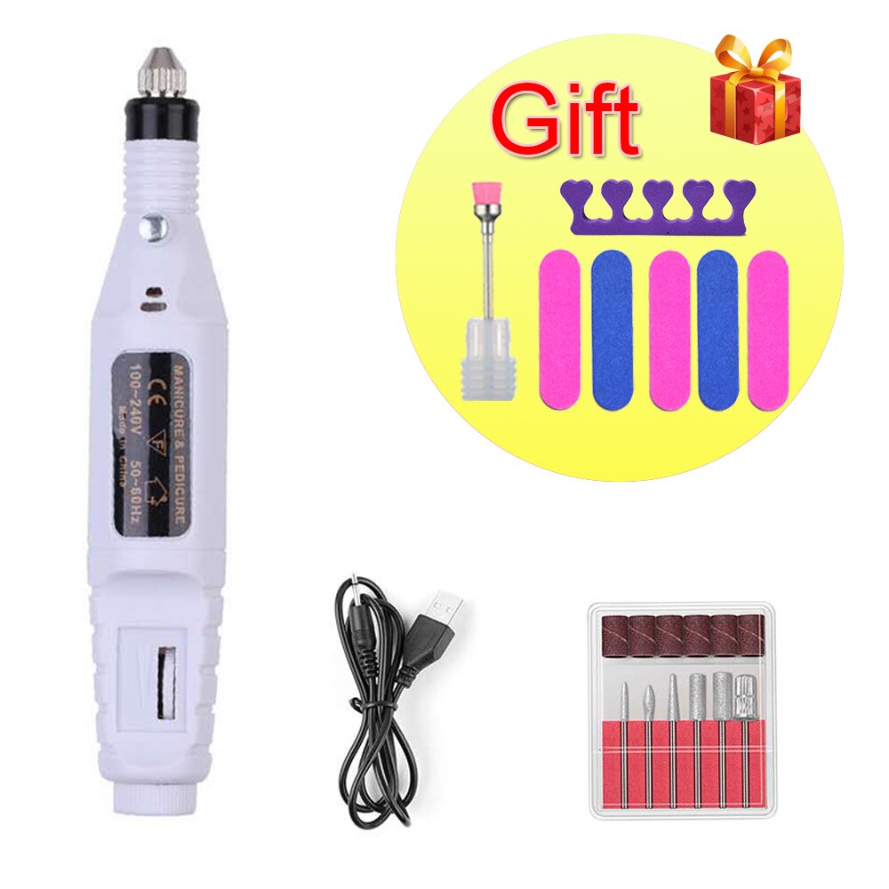 20000 RPM Profession Electric Nail Drill Manicure Machine Pedicure Mchine Milling Cutter Nail Art File Tools: WHITE