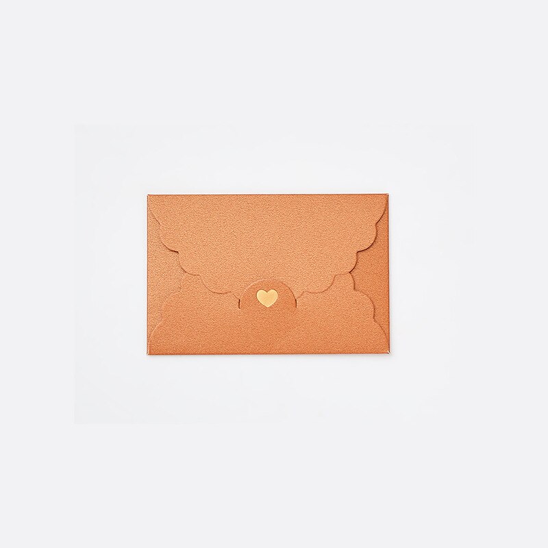 5PC Small Gold Stamp Love Envelop Pearl Craft Cardboard Paper Bank Card VIP Membership Invitation Letter Holder Stationery: E Gold Copper 5PC