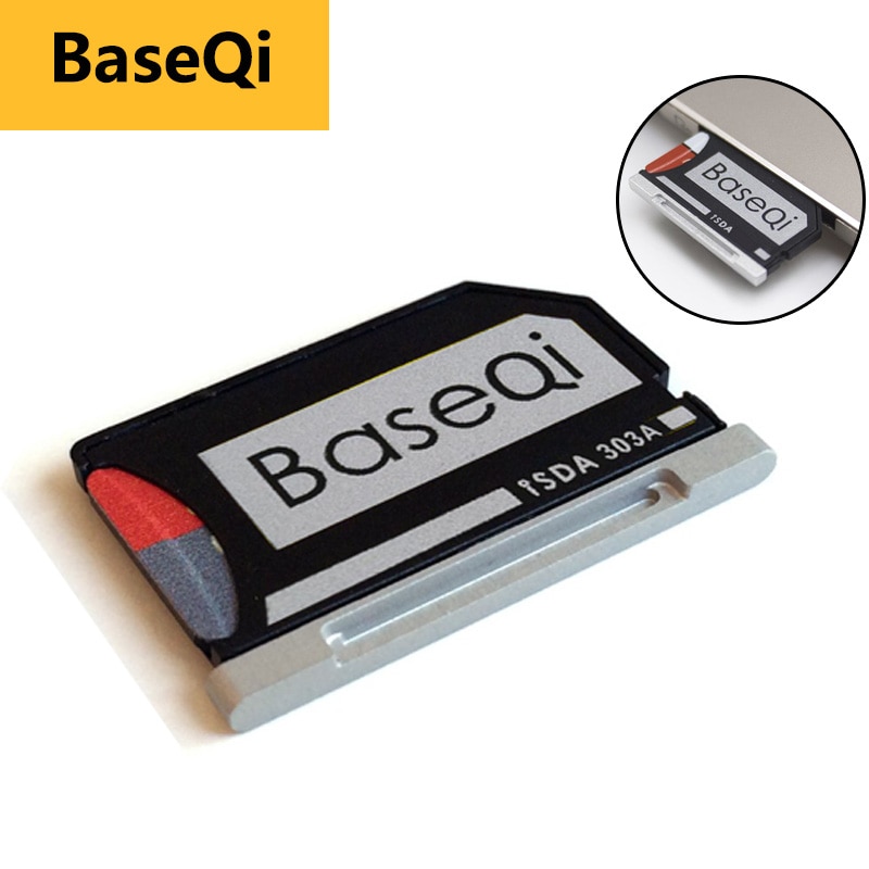 Originele BaseQi Aluminium MiniDrive Micro SD Kaartlezer Voor Macbook Pro Retina 13 &#39;&#39;compact flash adapter Geheugenkaart Adapter