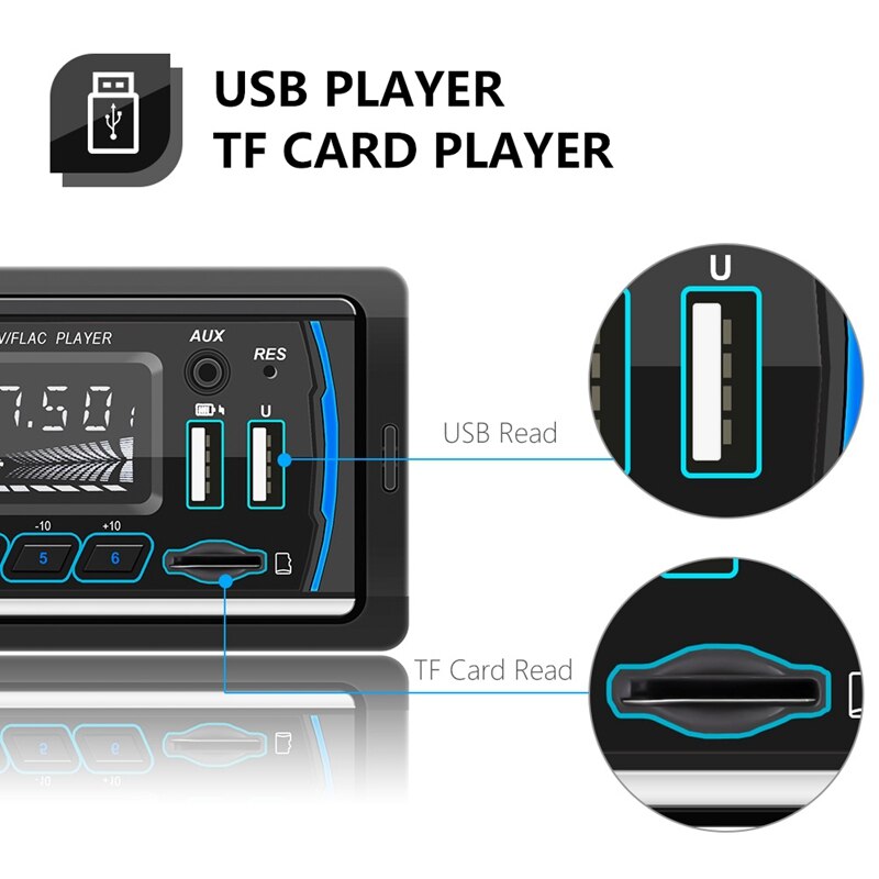 -Car MP3 Player, 1DIN Bluetooth Stereo USB AUX FM AM RDS DAB DAB+ Car Radio Receiver Multimedia o
