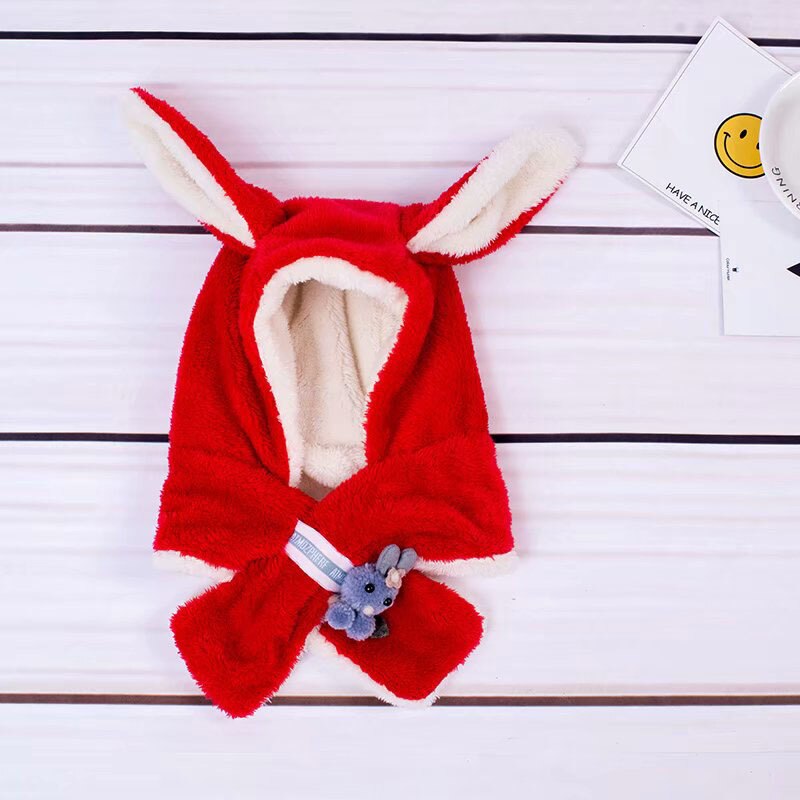 Unisex niños conejito de dibujos animados sombreros y bufanda gorro de bebé conjunto niña niño conjunto de gorro y bufanda niño invierno sombrero de orejeras bufanda traje cálido