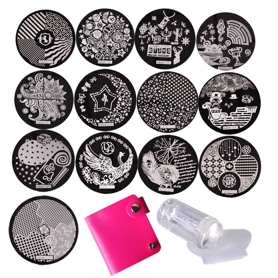 Biutee Nagel Stempel Platten einstellen 15 platte + 1 Stempel + 2 Schaber + 1 lagerung tasche Desgins NäGel Kunst stanzen Platte Schaber Stempel einstellen: einstellen 5