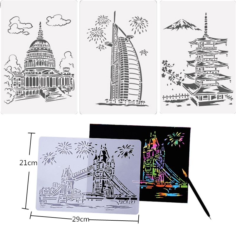 5 Pcs Magia Scratch Art Doodle Pad Pittura Pittura di Sabbia di Carte di Apprendimento Precoce Educativo Creativo Giochi Di Disegno Per I bambini I Bambini Del Mestiere