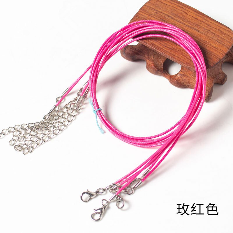 10/20/50 Uds. Colgante de collar de cordón de cadena de cuerda de hilo encerado de cuero colorido para manualidades de joyería de cuerda con cierre de langosta hecho a mano: S / Naranja