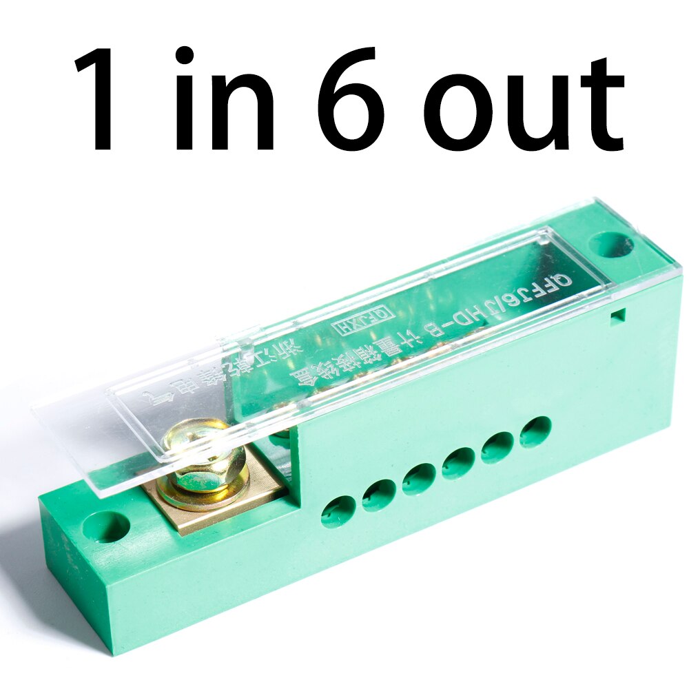 Wire Row Terminal Block Copper wiring Ground Electrical Connector Bar Unipolar Splitter Junction Box Retardant Metering Cabinet: QFFJ6 1in 6out