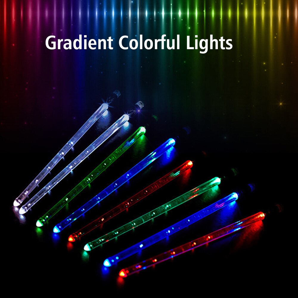 Baguettes de batterie de Jazz à lumière LED, 15 dégradés, lumières colorées, chargeur USB avec interrupteur marche/arrêt