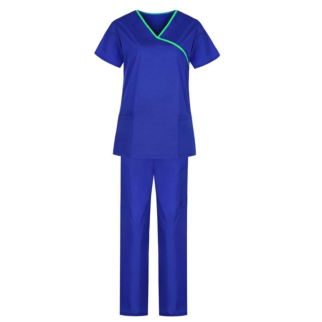 Nurse Uniform Set Women Short Sleeve V-neck Tops+pants Nursing Working Uniform Set Suit Dentista T Shirt Women Scrubs Women