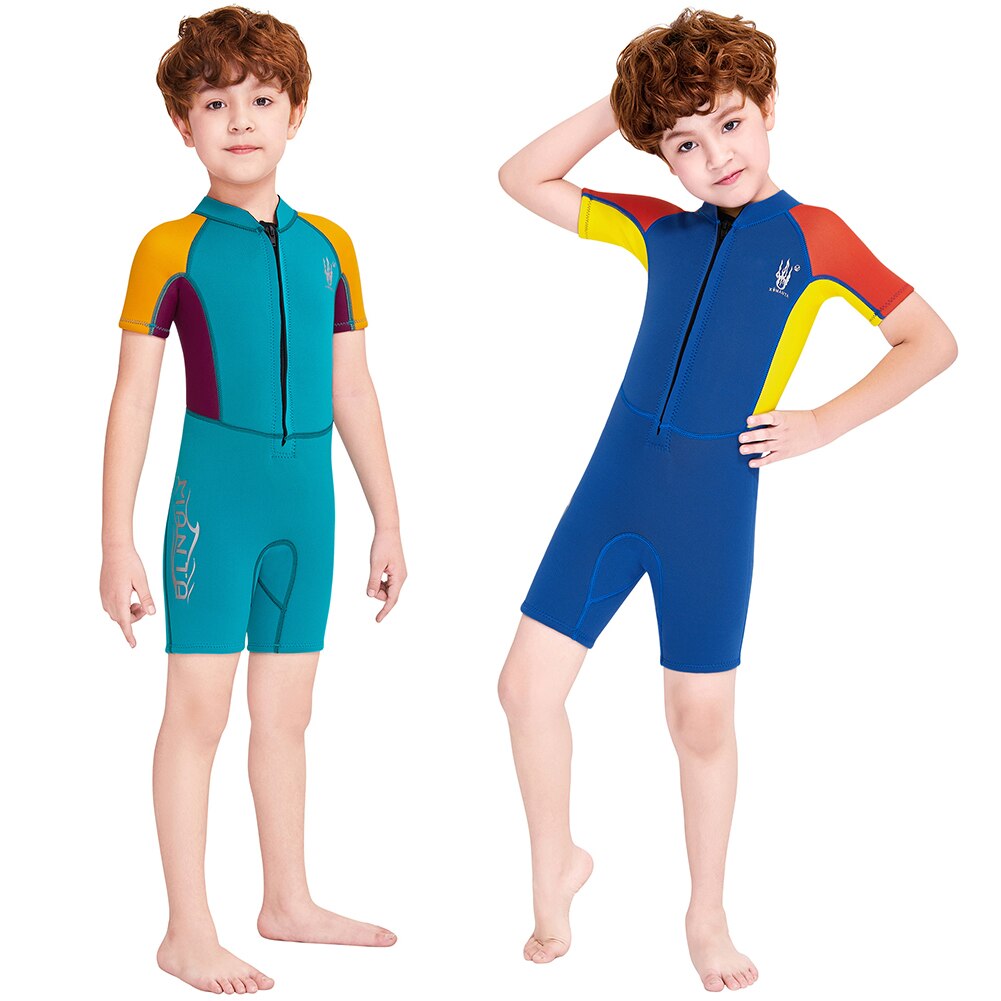 Kids 2.5Mm Kleurrijke Neopreen Korte Kwallen Zwemkleding Wetsuit Surfen Scuba Kwallen Duikpak Snorkelen Zwemmen