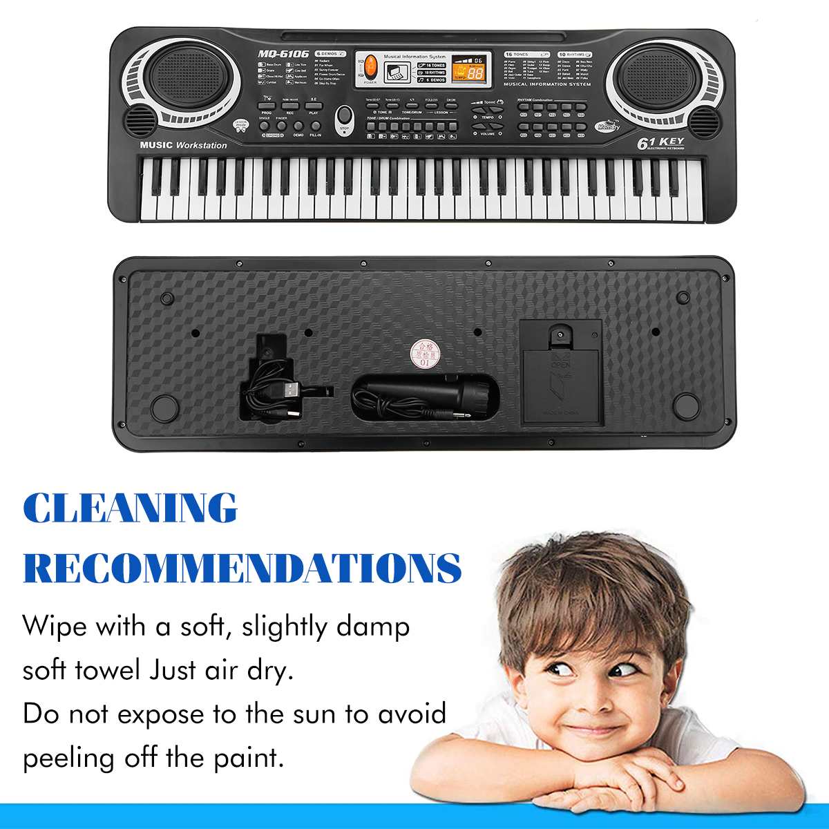 61 Keys Digital Music Electronic Keyboard Electric Piano Standard Keyboard with Microphone Wonderful Music Intelligence Toys
