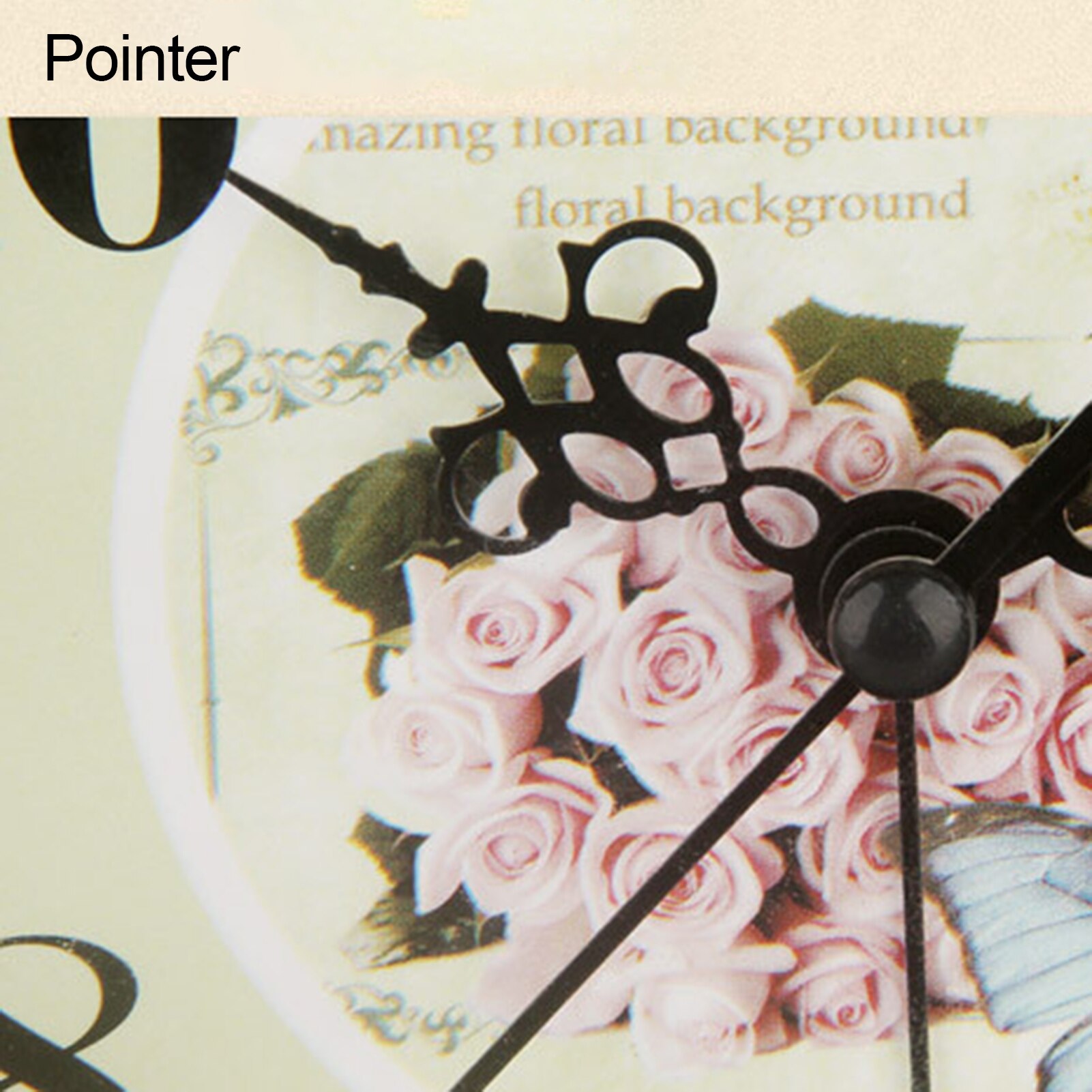 Vintage Desktop Metal Flower Bird Pattern Silent Alarm Clock with Hollow Pointer