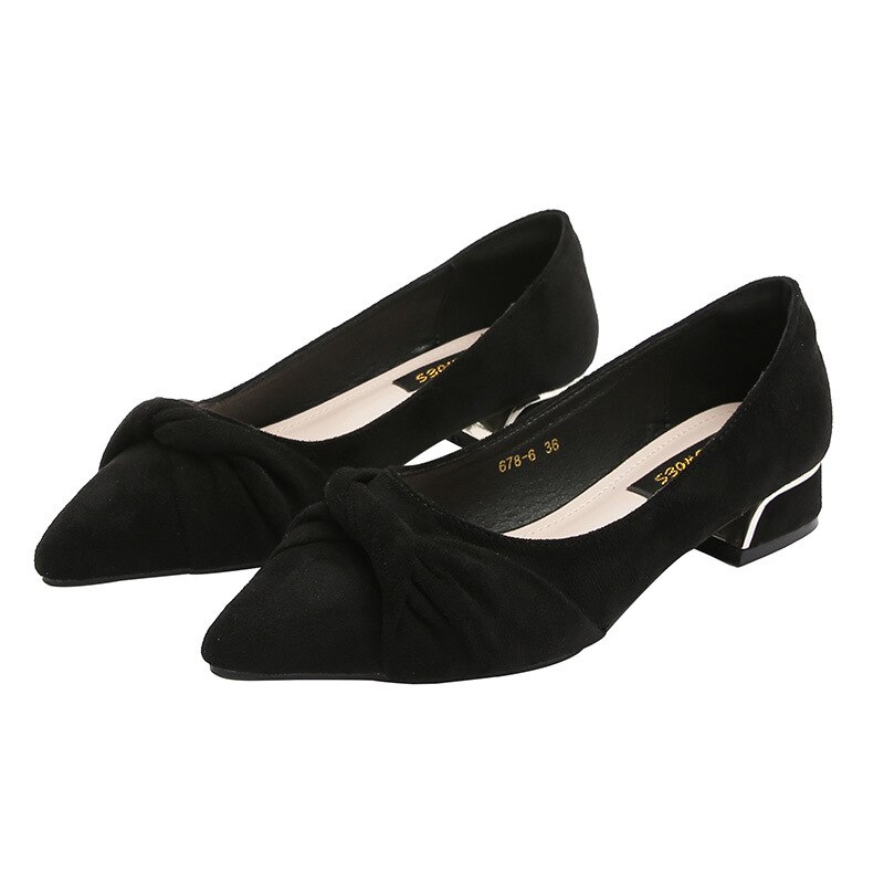 Suède damesschoenen instappers dames lage hak mocassins ondiepe enkel damesschoenen lente herfst puntige neus zapatos mujer