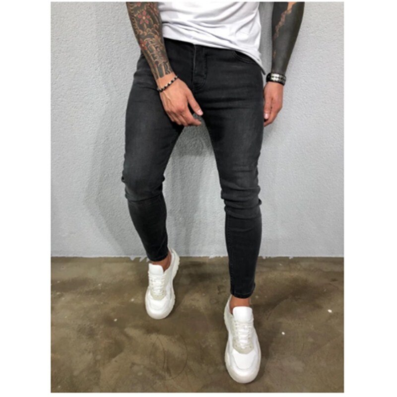 Jean Slim noir classique pour hommes, pantalon en Denim de bonne , de styliste, à la