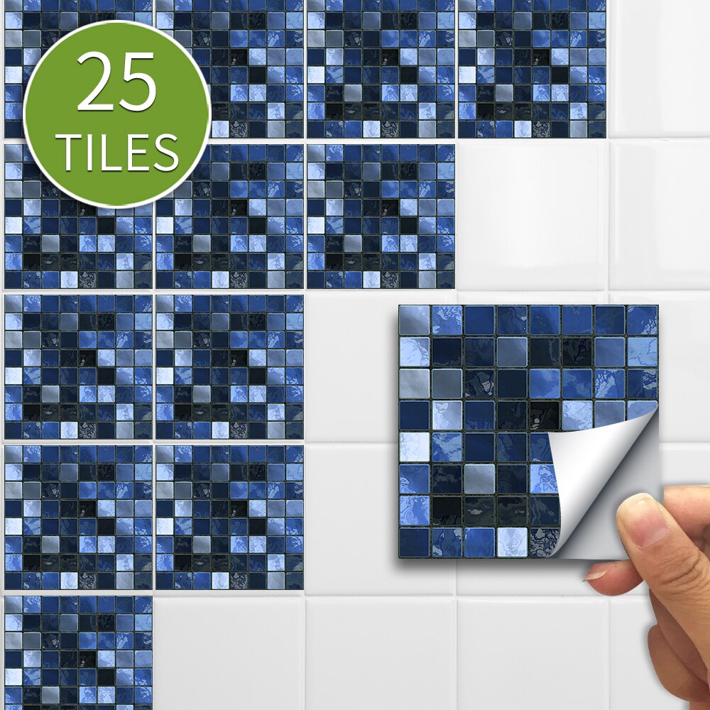 Funlife® Blue Mosaic Wall Sticker Easy to Clean Oil Proof DIY Waterproof Self-Adhesive Tile Sticker for Kitchen Backsplash Floor