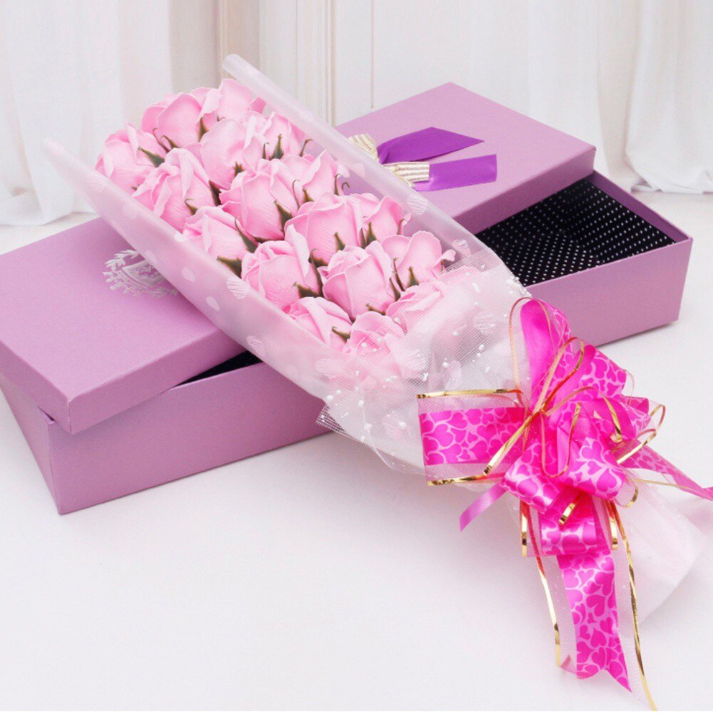 18pcs Soap Rose bundle beauty Foam roses Wedding Valentine\'s Day Wedding Bouquet rose flower rose box