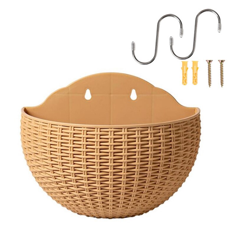 Europese Stijl Imitatie Rotan Muur Opknoping Half Ronde Bloempot Planter Halfronde Muur Bloempot Balkon Huishouden Outdoor: 10 S