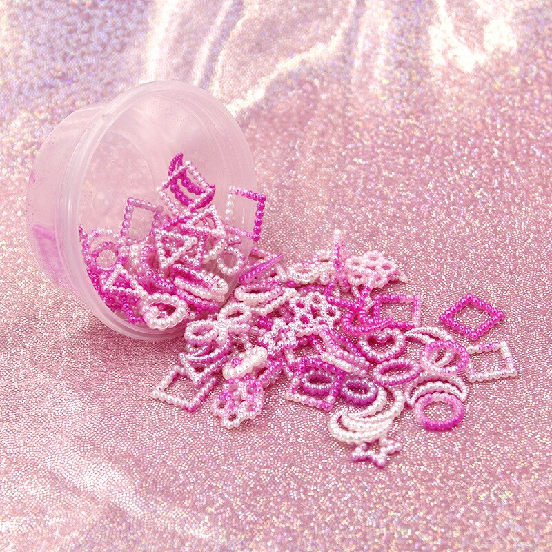 En låda flatback abs unicorn färg pärla bowknots skivor för hantverk bågar för fest dekoration konfetti och slime fyllmedel: Rosa 1 låda