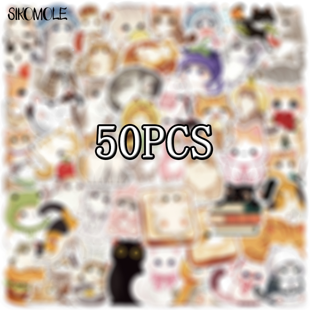 10/30/50PCS Cartoon Cute Cute Cat Stickers Animals Decals DIY Laptop Guitar Skateboard Waterproof Car Graffiti Sticker Kids: Lavender