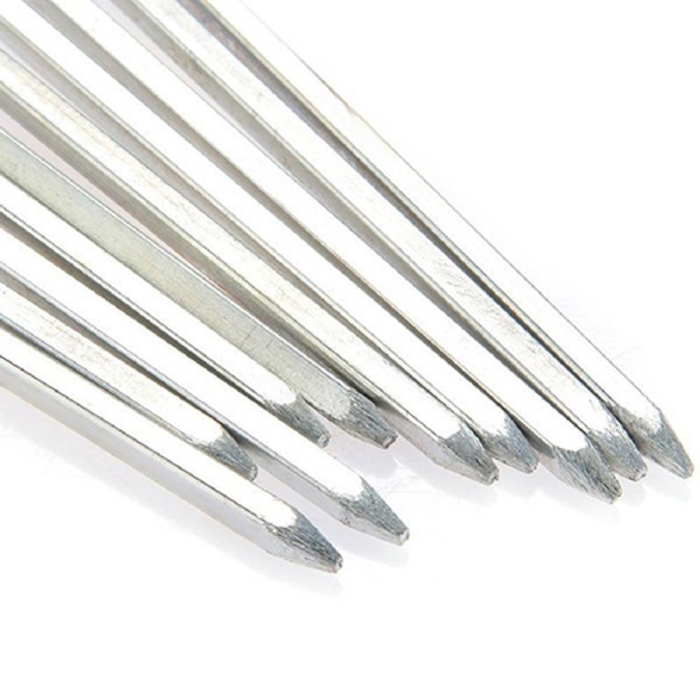 10 Pcs Flat Barbecue Stick BBQ Roasting Needle With Wooden Handle Brochette Tong for Skewers Stainless Steel Roasting equipment