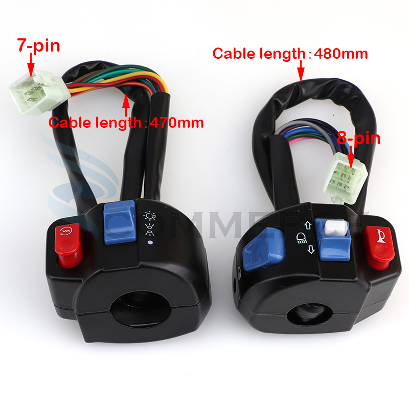 Interruptor de Control de manillar izquierdo y derecho de motocicleta, señal de giro de bocina para bicicleta eléctrica Gy6, 50cc, 125cc, 150cc, piezas de Scooter de ciclomotor, 12V, 22mm