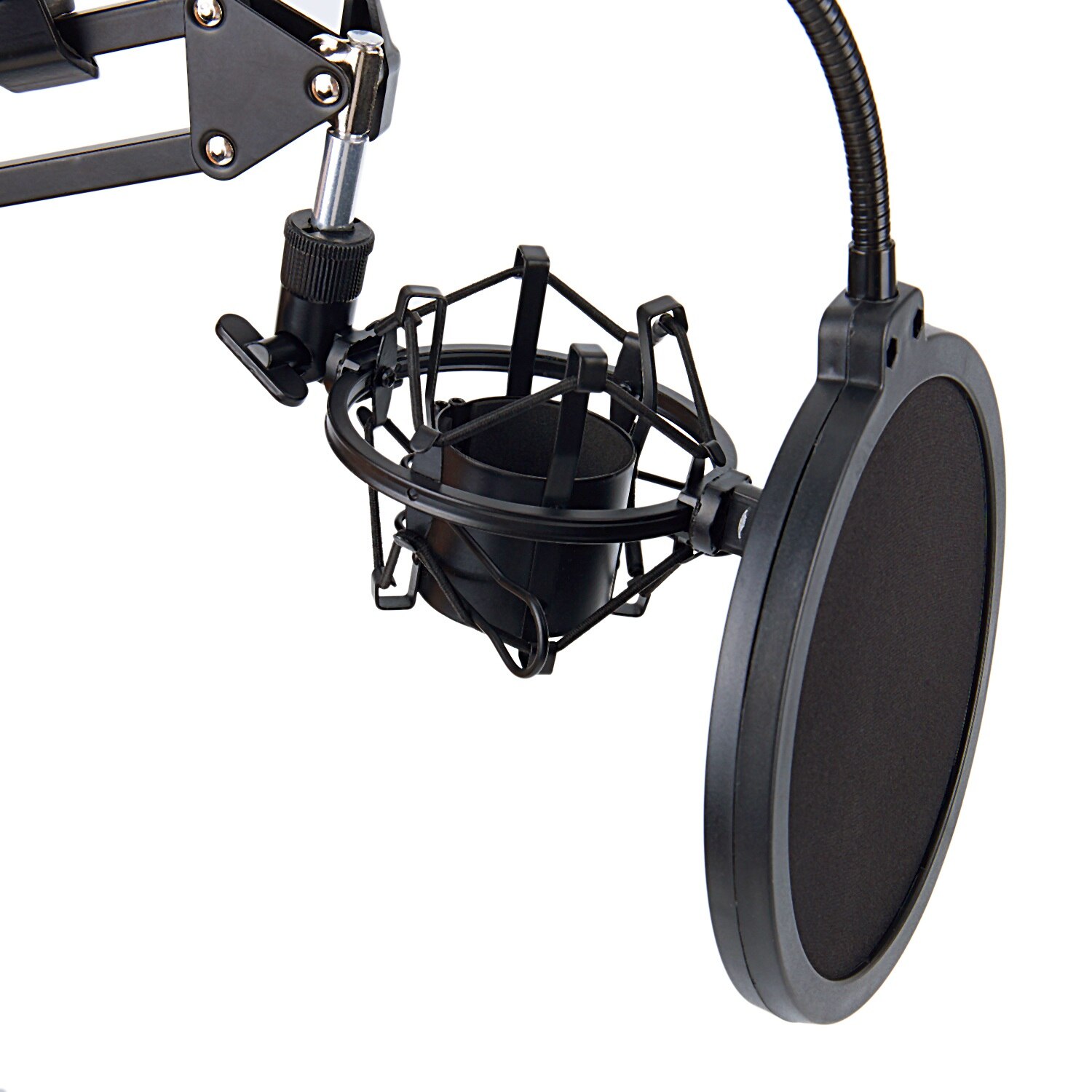 FFYY-NB-35 Microphone Scissor Arm Stand and Table Mounting Clamp&amp;NW Filter Windscreen Shield &amp; Metal Mount Kit