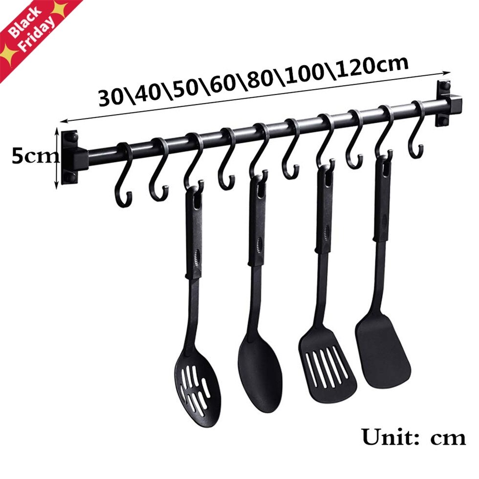 Support de rangement d'ustensiles, noir mat, crochet de cuisine, garde-manger, Bar, étagère de cuisine, Style américain, cadre en aluminium