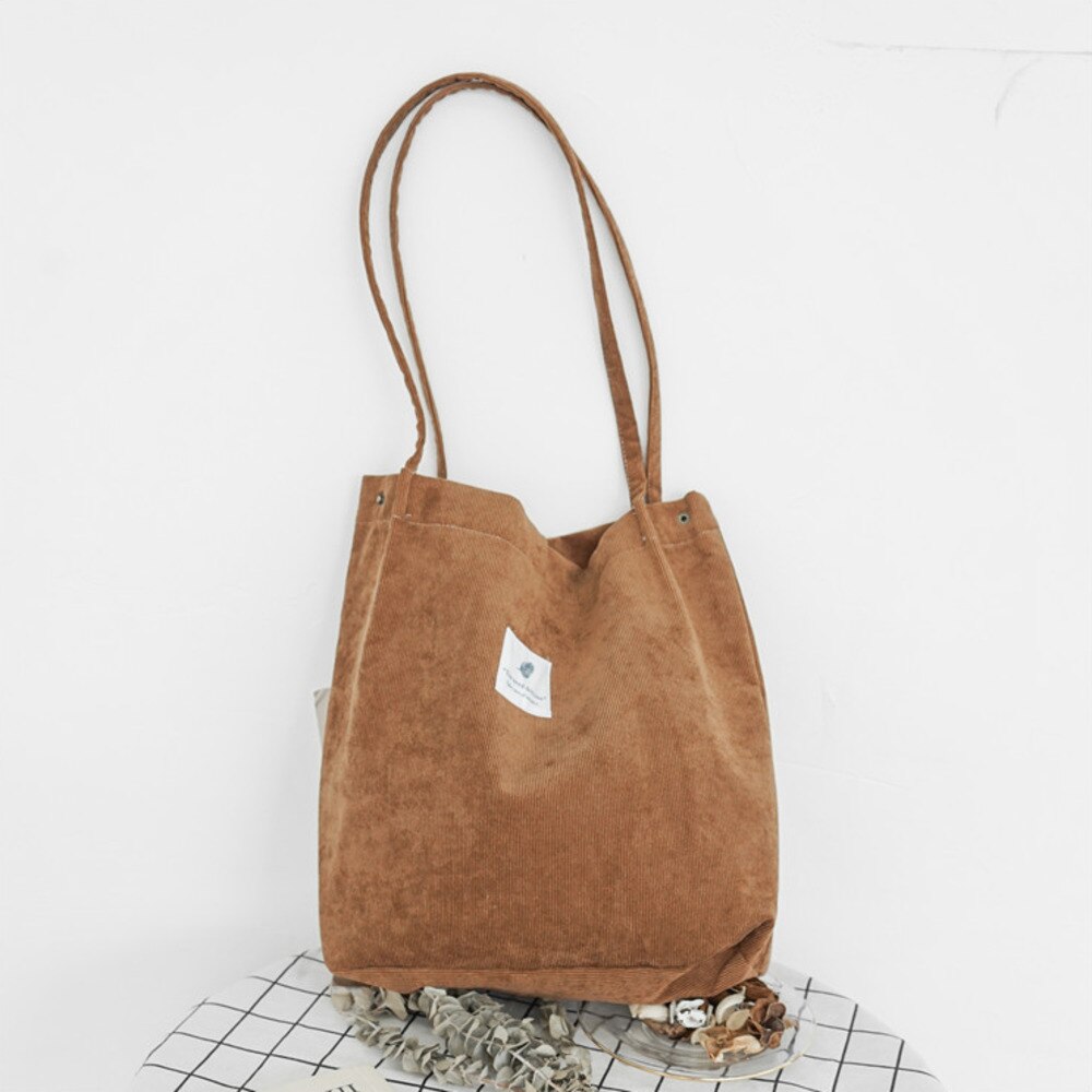 High Capacity Women Corduroy Tote Ladies handbags Casual Shoulder Bag Foldable Reusable Shopping Beach Bag