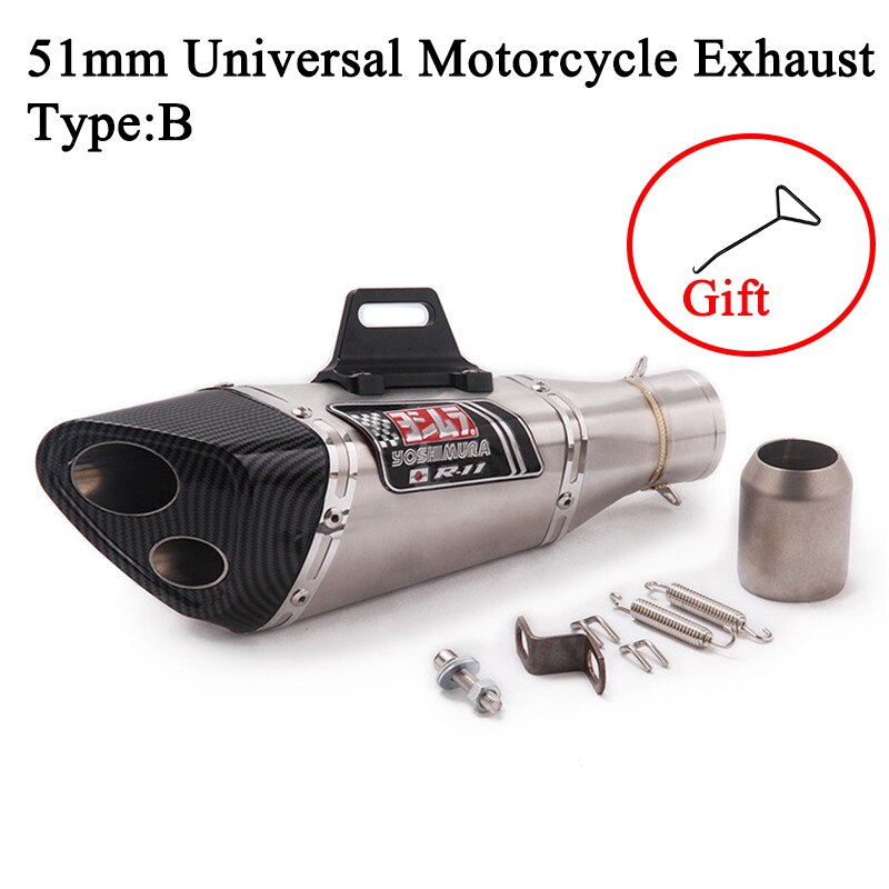 51mm innløp universal motorsykkel eksospotte yoshimura dobbel eksos for  r6 mt09 ninja 400 250 z900 z1000 gsxr 600 r3 s1000rr r1: Klistremerke b