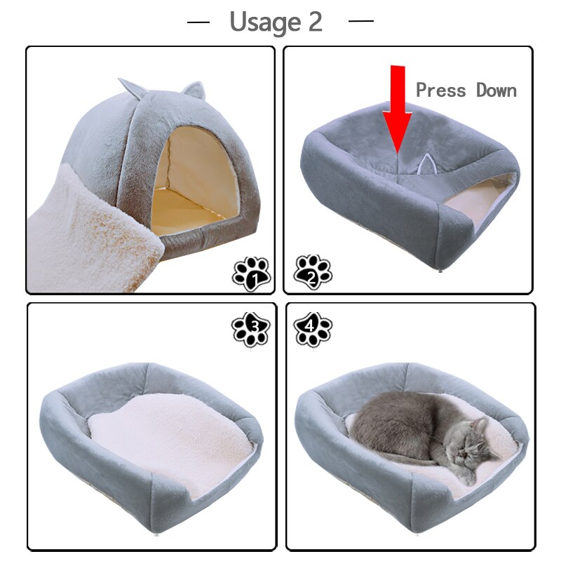 Pet Dog Bed Indoor Kitten House Warm Small for cats Dogs Nest Collapsible Dog Cave Sleeping Plush Mats Soft Dog House