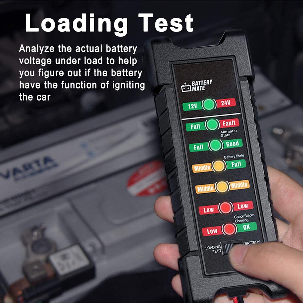 12V 24V Car Battery Tester Quick Cranking Digital Tester Alternator 7 LED Display Auto Alternator State Diagnostic Tools