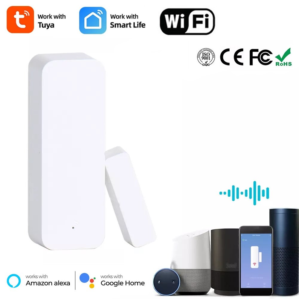 Tuya Smart Home Wifi Deur Sensor Window Contact Open Close Smartlife App Afstandsbediening Compatibel Met Alexa Google Assistent