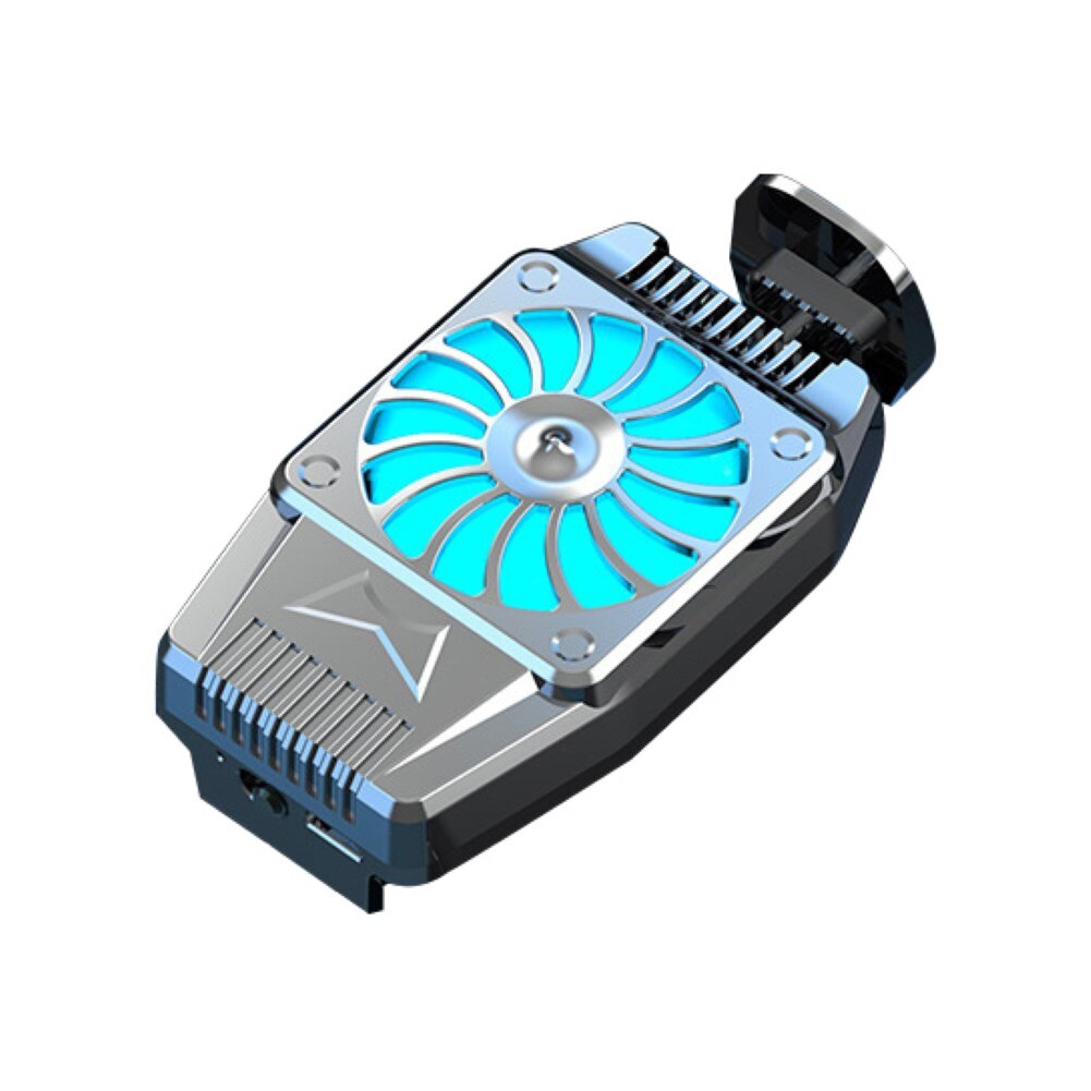 H15 Universal Portable Mobile Phone Game Cooler Cooling Fan Radiator for iPhone Fast Cooling Light Effect Mute Phone Cooler: Silver Rechargeable