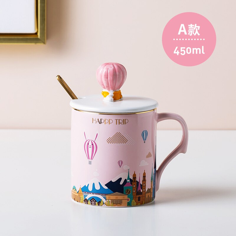 Cute Mug Ceramic Funny Handmade Personnalisable Cartoons Eco Friendly Mug Tazas De Cafe Home Drinkware DB50MK: A (450ml)