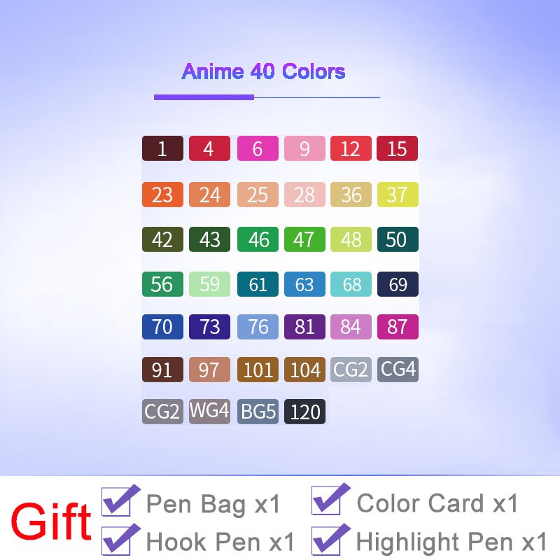 Touch Markers 30/40/60/80 Color Sketch Art Marker Pen Double Tips Alcoholic Pens For Artist Manga Markers Art Supplies School: Anime 40 Colors