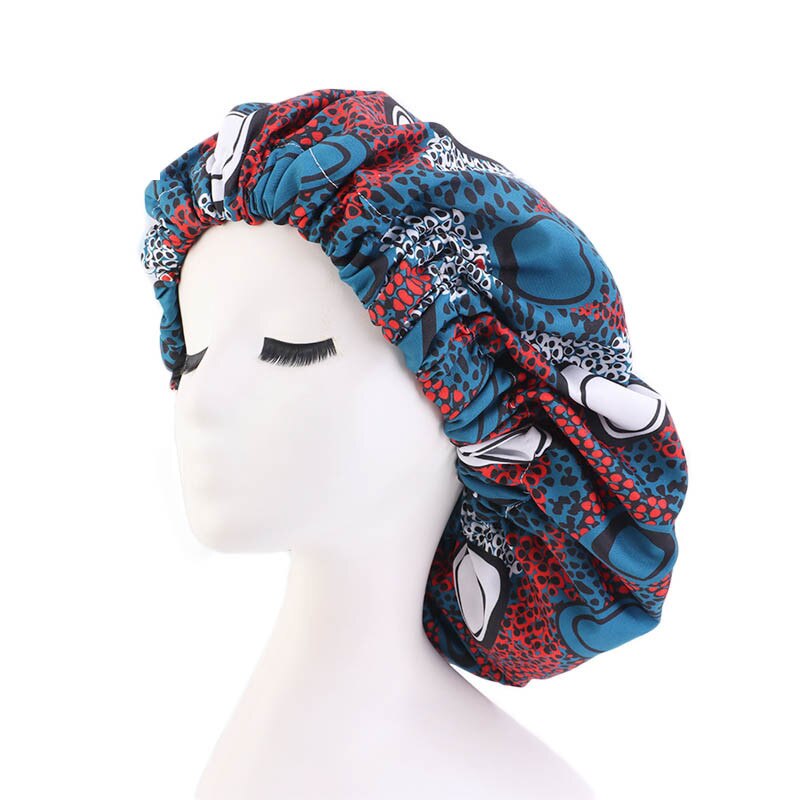 Gorro de dormir de satén de seda africana para niña y mujer, sombrero de banda ancha elástica, gorra de noche ajustable, sombreros de pelo Natural rizado, gorros para niña y mujer: 4