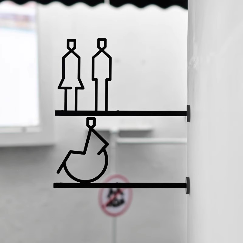 Men's and Women's Restroom Signage 3D Signage Public Restroom Bathroom Side Hanging Metal Door Signs Toilet WC Sign