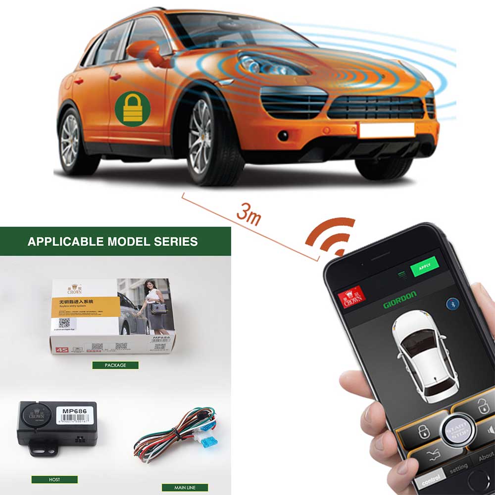 Handy, Mobiltelefon APP Auto Bluetooth Verknüpfung Auto Alarm System keyless Eintrag System Automatische stamm öffnung autostart zentralverriegelung stil PKE