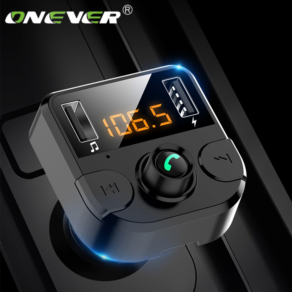 Onever-transmisor Fm para coche con Bluetooth 4.6A, reproductor MP3 LCD, Kit de coche receptor inalámbrico, USB rápido, manos libres, cargador, modulador FM