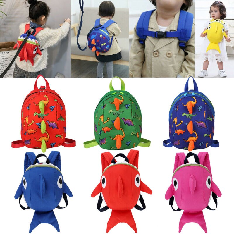 6 Kleuren Mode Kids Baby Gordel Rugzak Canvas Mooie Leash Peuter Anti-verloren Dinosaurus Haai Tassen