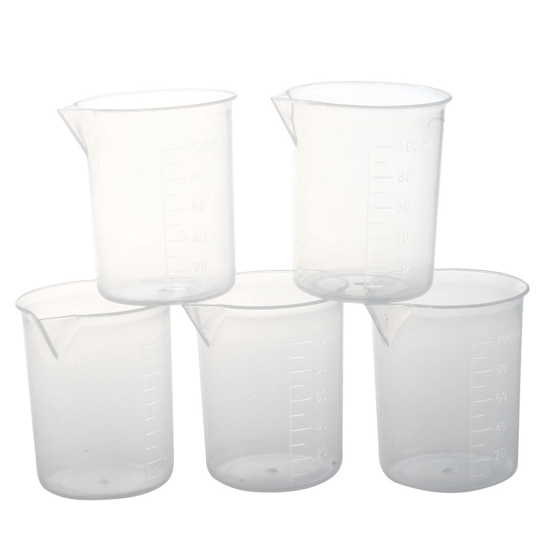 5 stuks van 100 ml Transparante maatbeker Laboratorium plastic maatbekers