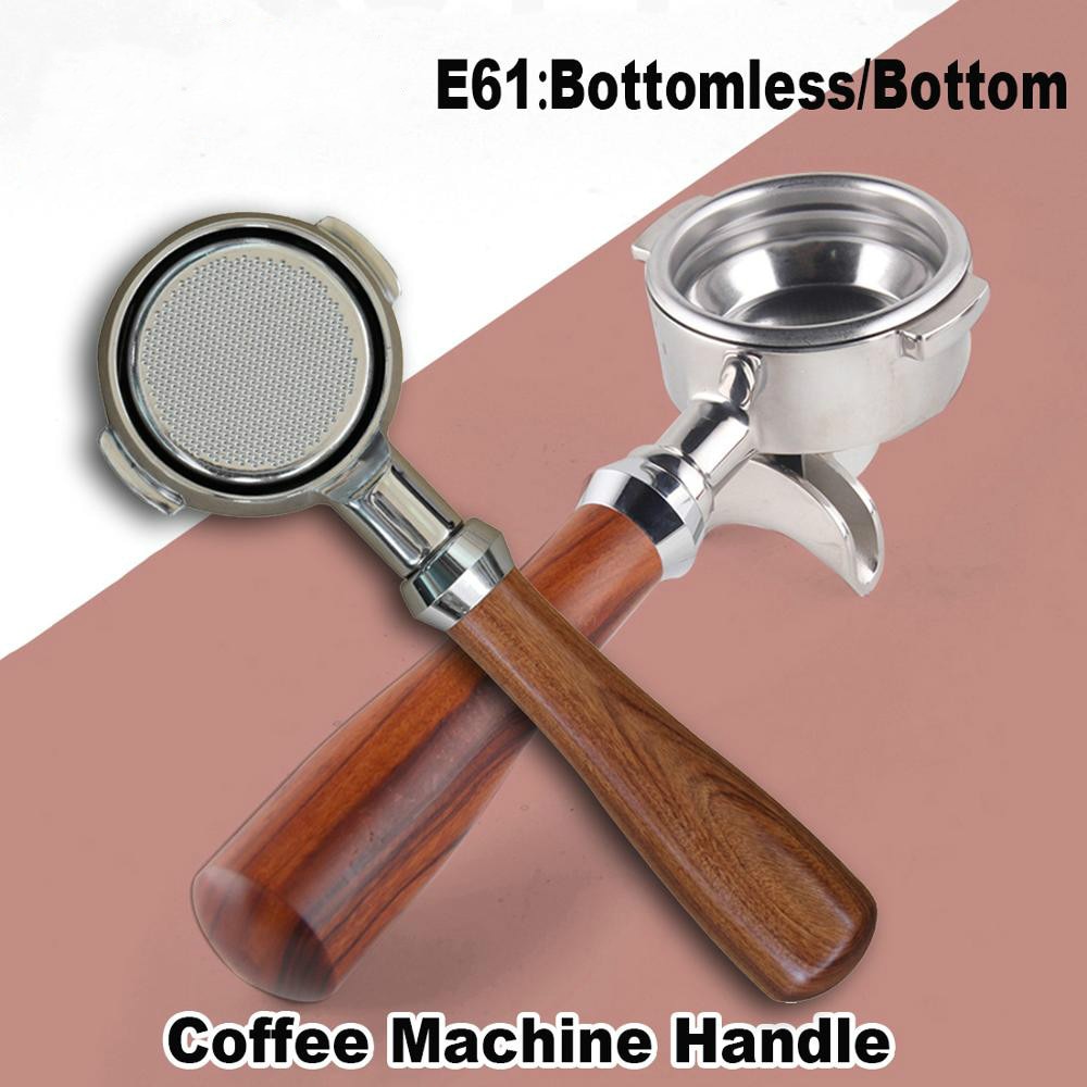 58 Mm Rvs Koffie Machine E61 Bodemloze Filterhouder Filterhouder Zuur Tak Houten Handvat Professionele Accessoire