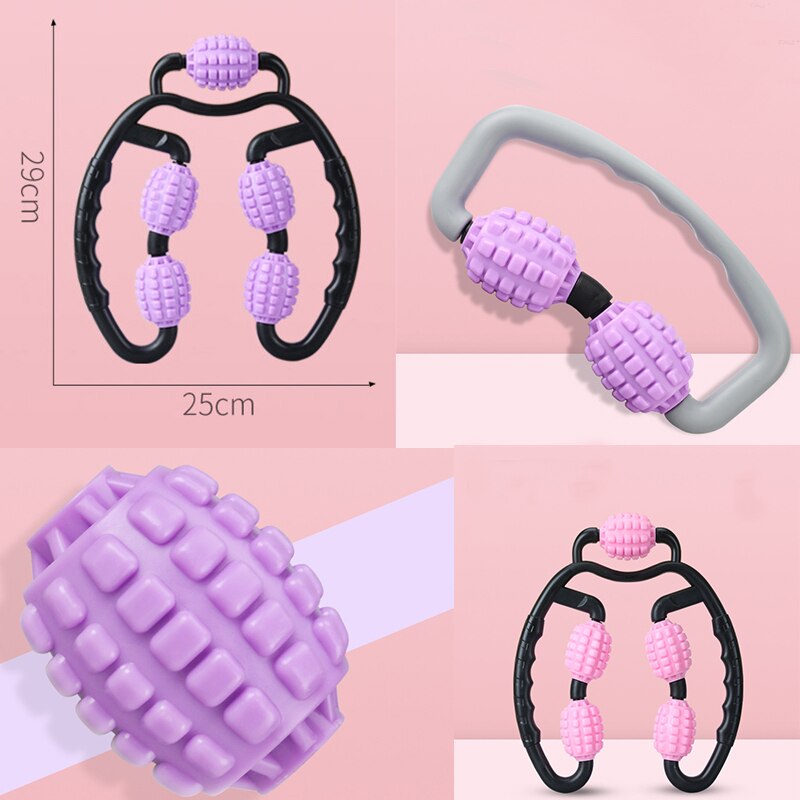 2/4/5 Wheel U Shape Trigger Point Massage Roller for Arm Leg Neck Muscle Tissue for Fitness Gym Yoga Pilates Sports