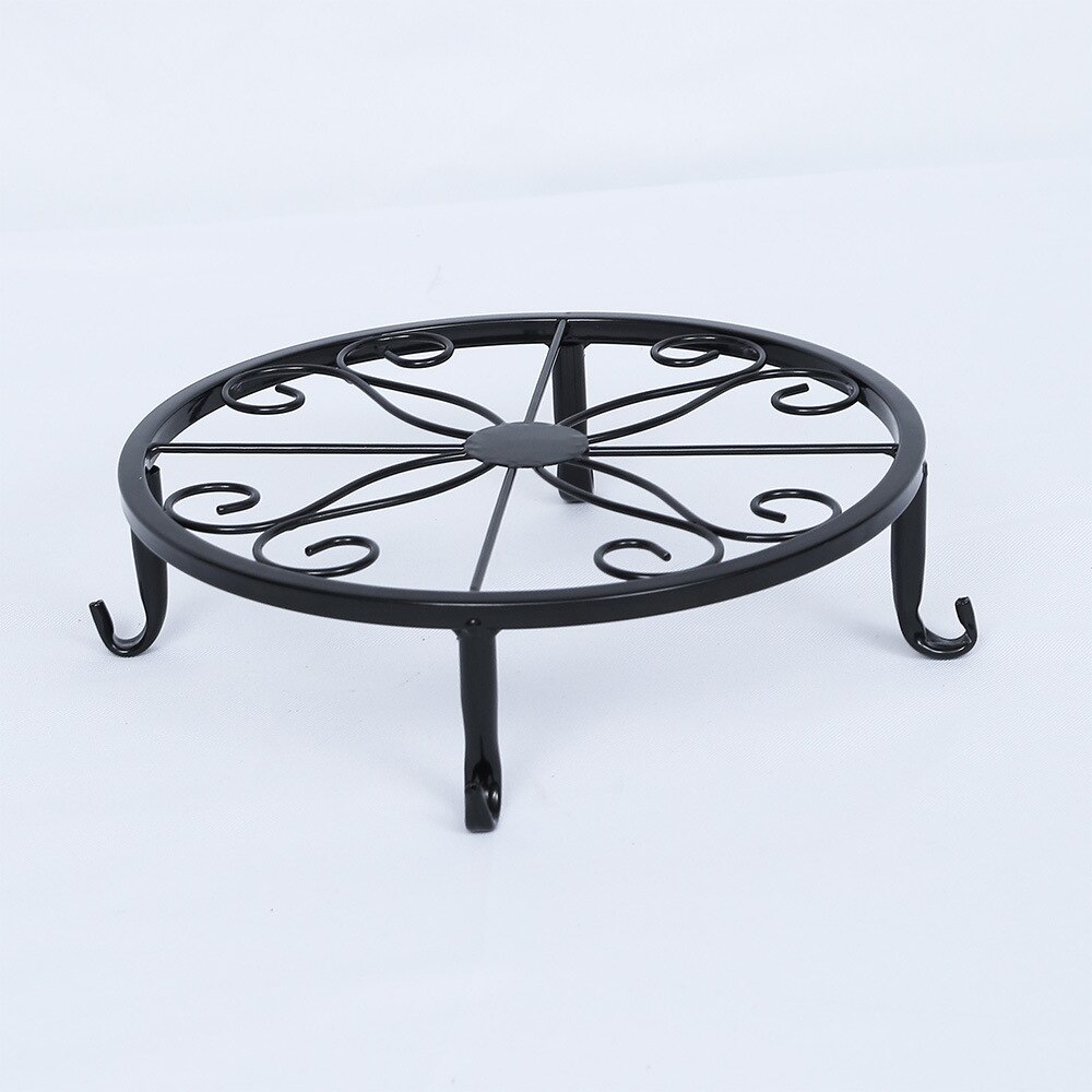 Présentoir rond en fer forgé, pour pots de fleurs, 3 tailles, présentoir rond pour bastion, plantes de jardin, Balcon porte-fleurs: Black samll